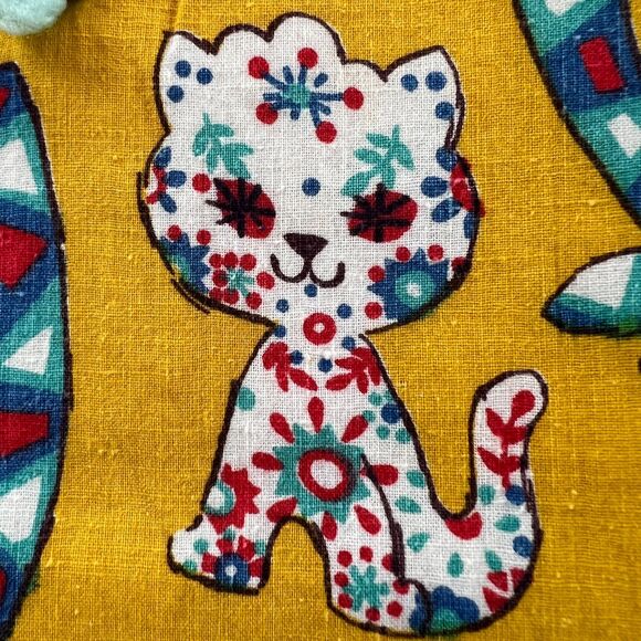 Retro Vintage HAND STITCHED Child Blanket Yellow Orange Multi Animals ADORABLE - Picture 6 of 13